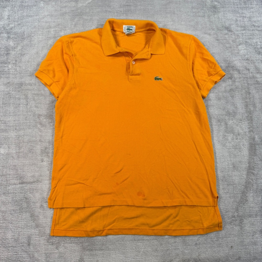 Izod Lacoste Shirt Mens Medium Vintage Orange Polo 1/2 Patron Pique Preppy
